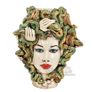 Testa h 40 medusa mani e serpenti madreperla colorato + mani solo antichizzate