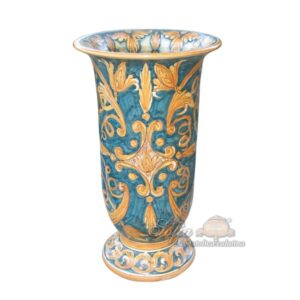 Vaso calice h 25 ornato fondo blu