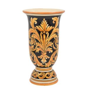 Vaso calice h 25 ornato fondo nero