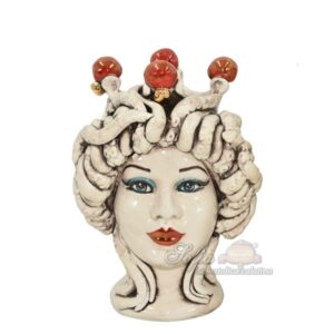 Testa h 22 tritone c/corona madreperla antichizzato oro e lustri femmina