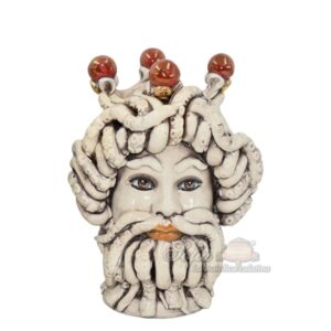 Testa h 22 tritone c/corona madreperla antichizzato oro e lustri labbra arancio maschio