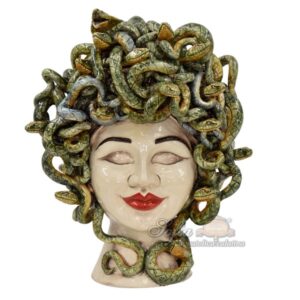 Testa sognia h 40 occhi chiusi medusa madreperla colorato labbra rosse femmina