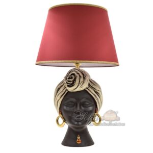 Lume testa sognia h 40 madreperla antichizzato oro lustri femmina viso opaco (h63 c/paralume Ø40)