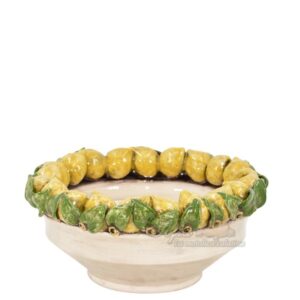 Centrotavola a fasce Ø 25 limoni gialli con foglie madreperla colorato