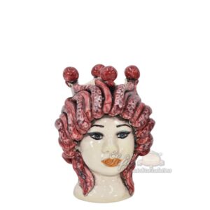 Testa h 15 tritone c/corona madreperla colorato mono bordeaux c/espressione labbra arancio femmina