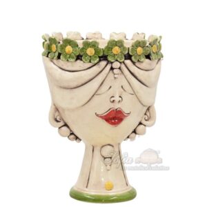 Testa h 30 zahira c/fiori madreperla colorato verde femmina