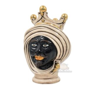 Testa h 30 madreperla antichizzato c/espressione oro maschio moro viso lucido