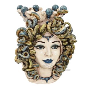 Testa h 38 medusa madreperla colorato perline blu