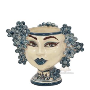 Testa h 20 c/fiori c/espressione s. d'arte mono blu femmina