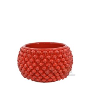 Vaso mezza pigna s/piede Ø 15 rosso fuoco