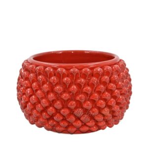 Vaso mezza pigna s/piede Ø 25 rosso fuoco