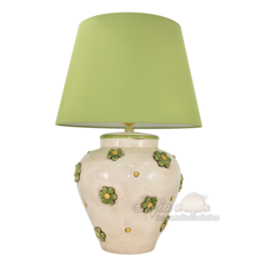 Lume boccia c/fiori h 27 madreperla colorato (h57 c/paralume Ø40)