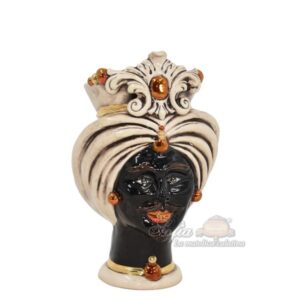 Testa h 16 tuareg madreperla antichizzato oro e lustri maschio moro viso lucido