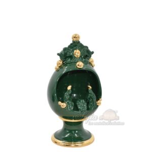 Uovo c/piede h 18 plastico sofia c/natività bordeaux/oro