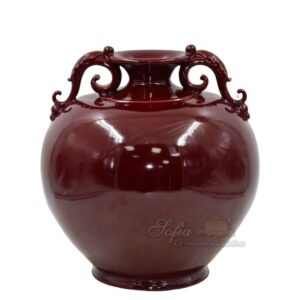 Vaso palla c/manici h 32 bordeaux