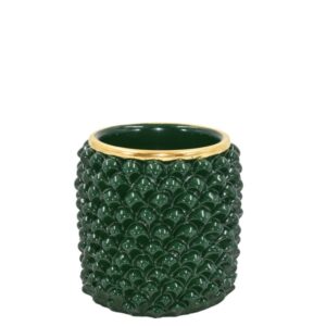 Cilindro a pigna h 10 verde antico/oro