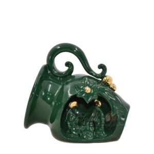 Natività mini giara h 10 verde/oro - Bomboniera
