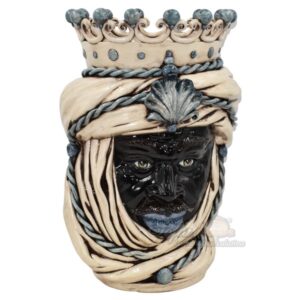 Testa h 48 tuareg con corona madreperla antichizzato mono blu maschio moro