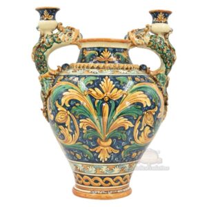 Vaso boccia h 40 c/manici pesci portacandele ornato calatino