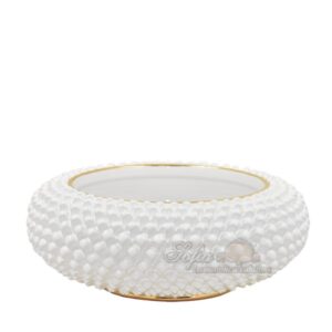 Centrotavola a pigna tonda Ø 33 white/gold