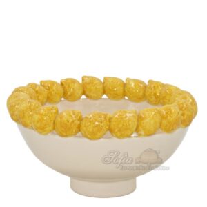 Centrotavola limoni gialli con piede basso 2°M Ø 33 white & lemon