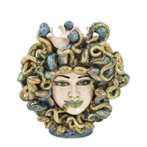 Testa h 25 turbante medusa madreperla colorato perline blu labbra verdi