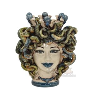 Testa h 25 turbante medusa madreperla colorato perline blu