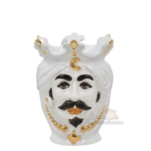 Testa h 25 c/perline white/gold c/espressione maschio bianco