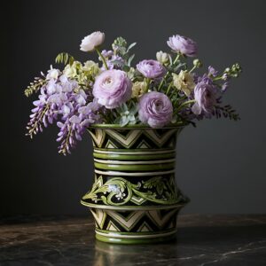 Vaso cilindro a fasce h 25 - Ø 23 Parigi nero/verde