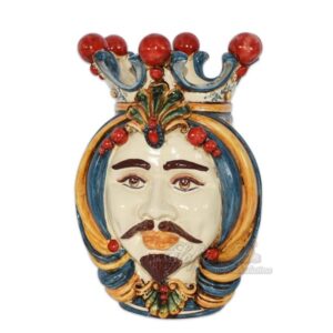 Testa h 25 turbante blu/arancio/rosso maschio bianco