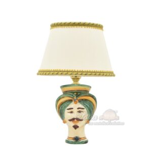 Lume a testa h 16 corona liscia tuareg verde/arancio maschio bianco (h35 c/paralume Ø20)