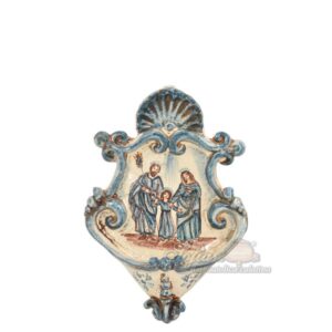 Acquasantiera piccola appl 15x25 sacra famiglia mono blu