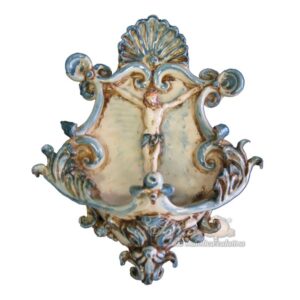 Acquasantiera piccola appl 15x25 cristo in rilievo mono blu