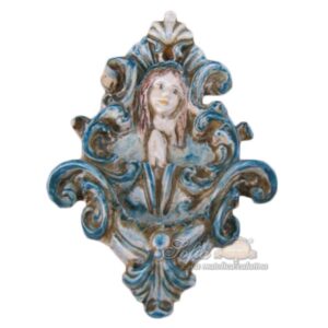 Acquasantiera piccola madonna 3° M h 18 mono blu