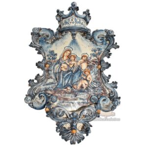 Acquasantiera maxi appl rettangolare 35x45 angeli musici mono blu