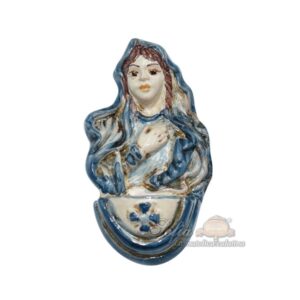 Acquasantiera piccola madonna 1° M h 11 mono blu - Bomboniera