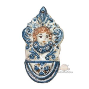 Acquasantiera piccola angioletto h 12 mono blu - Bomboniera