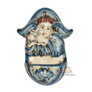 Acquasantiera piccola flauto h 13 mono blu - Bomboniera