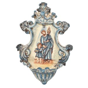 Acquasantiera media appl 19x30 san giuseppe c/gesù mono blu