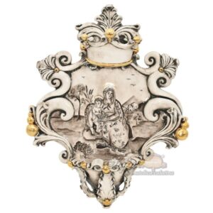 Acquasantiera grande appl 25x35 madonna valderice madreperla antichizzato oro