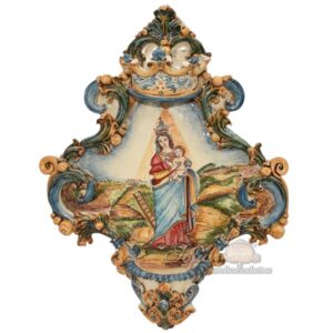Acquasantiera grande appl 25x35 madonna della scala tricolore