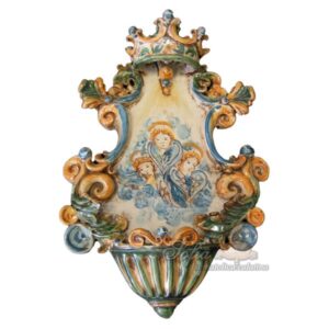 Acquasantiera media appl 19x30 tre angioletti tricolore
