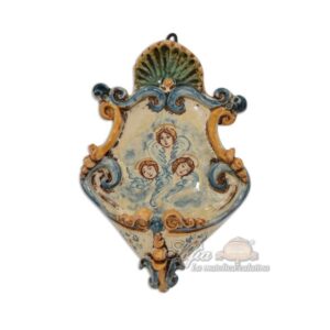 Acquasantiera piccola appl 15x25 tre angeli tricolore