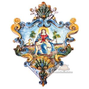 Acquasantiera new appl 28x33 madonna del cardellino tricolore