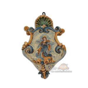 Acquasantiera piccola appl 15x25 angelo in piedi tricolore