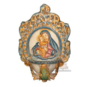 Acquasantiere media tre foglie appl 15x25 madonna c/gesù tricolore