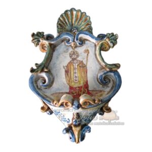 Acquasantiera piccola appl 15x25 san nicola di bari tricolore