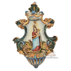 Acquasantiera media appl 19x30 madonna della scala tricolore