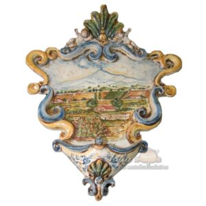Acquasantiera new appl 28x33 paesaggio etna tricolore
