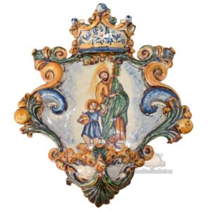 Acquasantiera grande appl 25x35 san Giuseppe tricolore